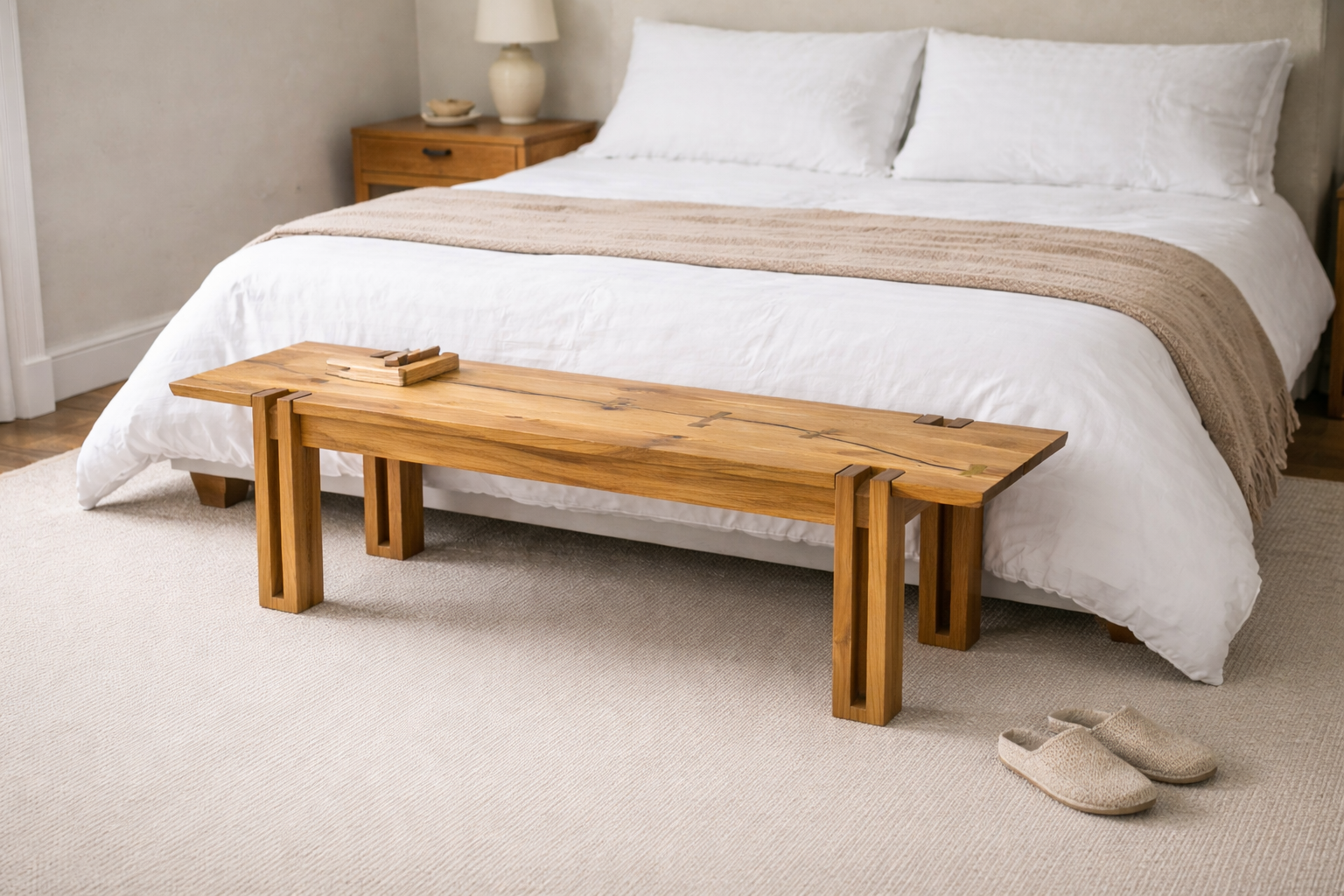 Doku Masif Meşe Bench - Görsel 5